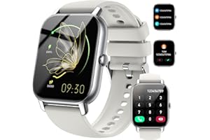 NERUNSA Smart Watch(Answer/Make Call), 1.85" Smartwatch for Women IP68 Waterproof, 100+ Sport Modes, Fitness Activity Tracker, Heart Rate Sleep Monitor, Pedometer, Smart Watches for Android iOS, Creamy White
