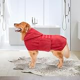 Geyecete Pineapple Grid Dog Drying Coat with Hood Red XL view 7