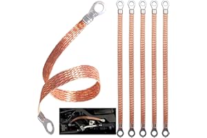 6 Pcs Ground Straps, 12 Inch Engine Universal Automotive Ground Strap Kit Braided Copper Grounds Straps Universal Automotive 