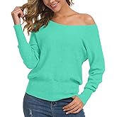 Feiersi Women's Off Shoulder Sweater Long Sleeve Loose Pullover Knit Jumper