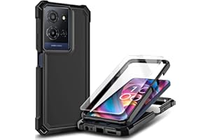 WDHD Compatible with TCL K32 5G & K33 5G Phone Case Black | Full-Body Protective Shockproof Rugged Bumper Cover with Screen Protector, Raised Corners Drop Protection