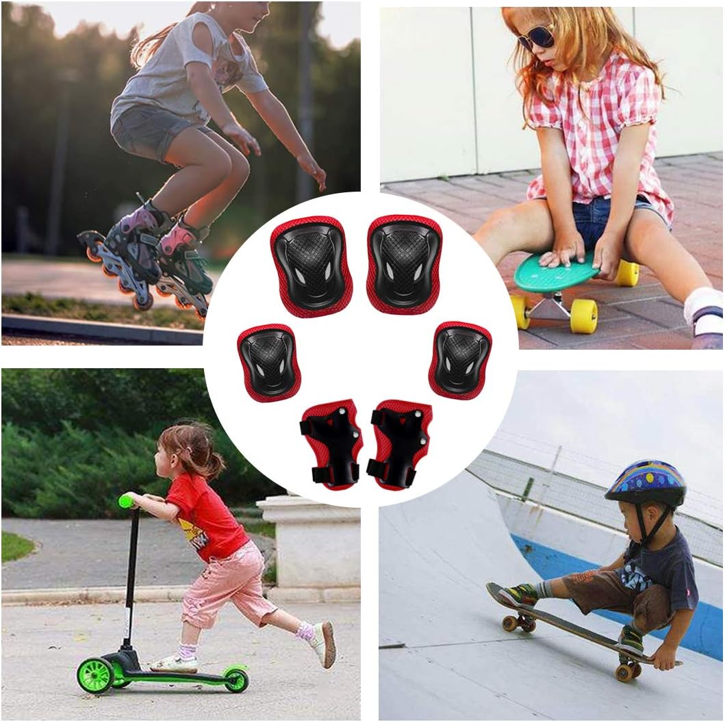 DANIVE Kids Protective Gear Set, Toddler Knee and Elbow Pads Set with Wrist Guard, for Rollerblading, Skateboard, Cycling, Skating, Bike, Scooter, Adjustable Strap for 4~12 Years Old : Sports & Outdoors