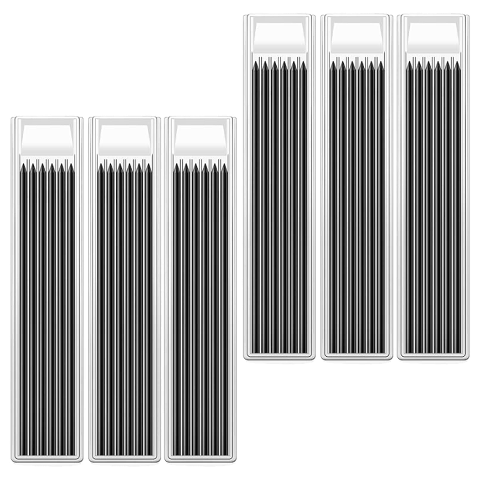 36Pcs/6 Box 2.8 mm Pencil Refills for Tracer Carpenter Mark Pencils, Solid Deep Hole Pencil Lead Replacement for Builders, Work, Construction, Carpentry (Black)