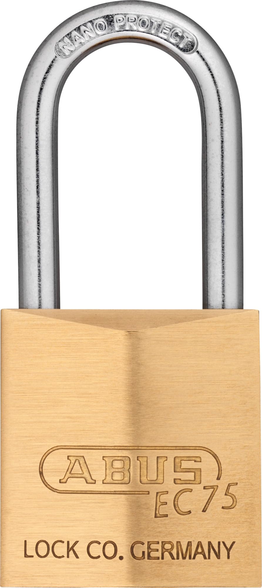 ABUS Brass Padlock 75/30HB30 Long Shackle with Reversible Key Technology, for School, Gym, Outdoor - Brass