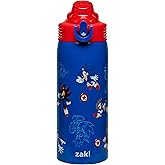 Zak Designs Sonic the Hedgehog Sage Kids Water Bottle For School or Travel, 19oz Stainless Steel Water Bottle With Straw, Handle, and Leak-Proof, Pop-Up Spout Cover (Sonic & Shadow)