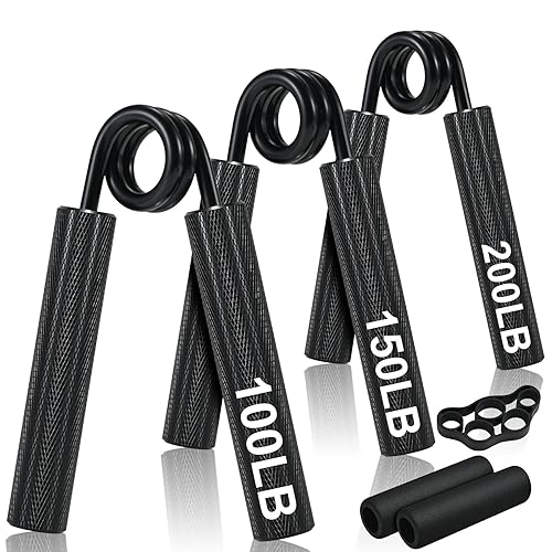 ECCOGREAT Metal Grip Strength Trainer Set-100,150,200lbs, Hand Grip Strengthener for Muscle Building, Forearm Strengthener for Stress Relief, Hand Strengthening Devices for Office & Home Fitness