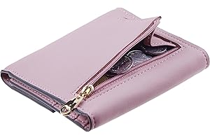 Travelambo RFID Blocking Wallet Women Small Womens Wallet Credit Card Holder Mini Compact Trifold Wallets for Women with Coin Pocket Zipper