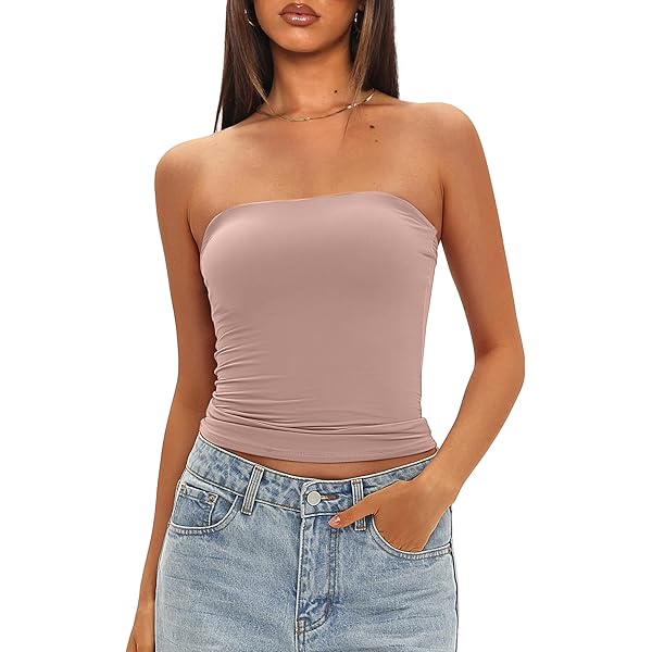 tope tube top キャミ Ribbed Lace Trim Detail Strapless Tube Top – K MOMO