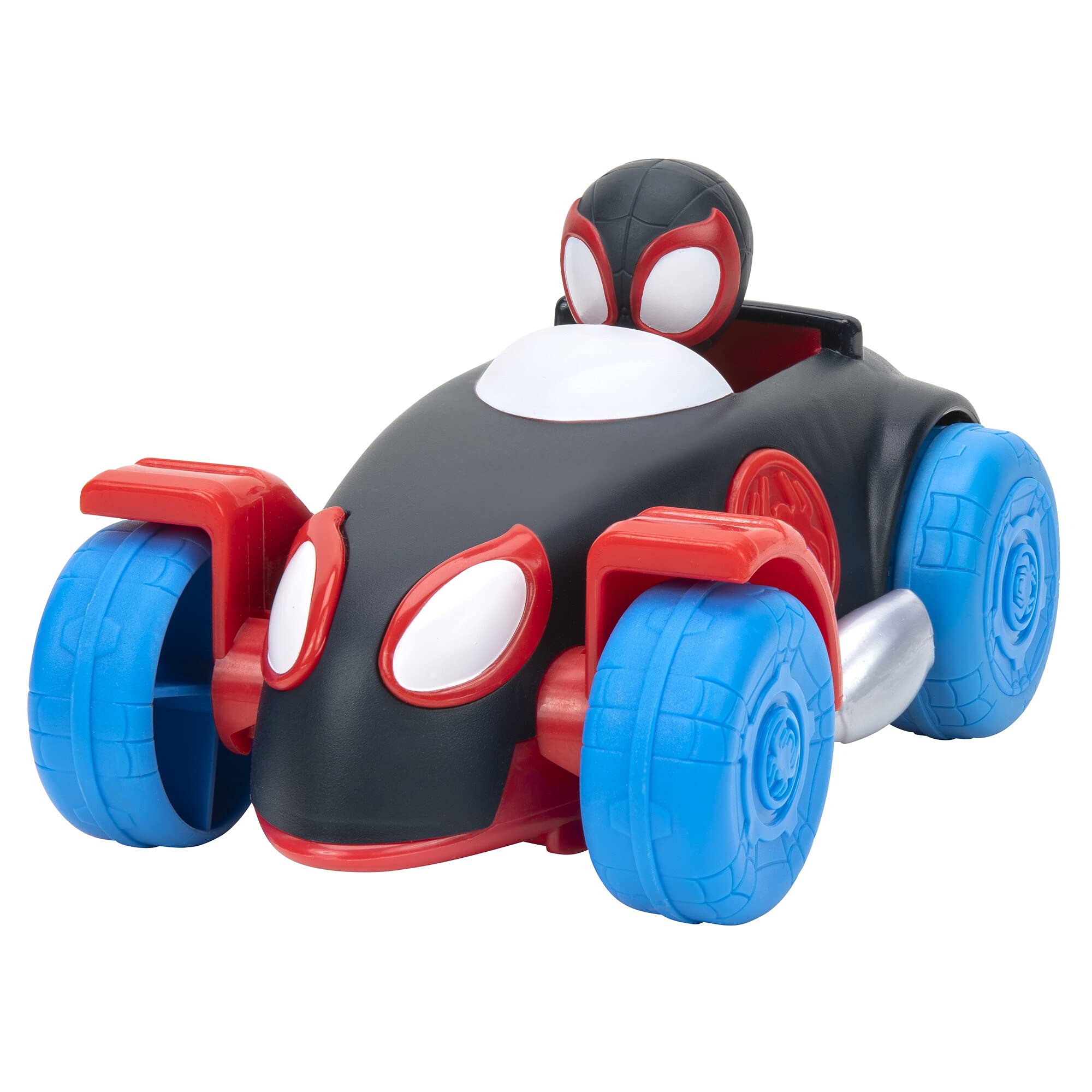 Marvel's Spidey and his Amazing Friends Webbed Wheelie Vehicle - Miles Morales: Spider-Man Pull Back Vehicle - Features Built-In Super Hero - Toys Featuring Your Friendly Neighbourhood Spideys