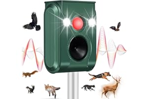 YOOYHHOME Solar Animal Repellent, Cat Repellent Outdoor, Raccoon Repellent, Motion Activated Cat Deterrent,Ultrasonic Dog Repellent Squirrel Repellent Device Rodent Fox Bird Skunk Deer Deterrents for Outside