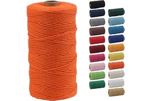 Macrame Cord, POZEAN 2mm x 220 Yards (About 200m) Colored Macrame Rope, 100% Natural Cotton Rope for Wall Hanging,Plant Hangers,DIY Crafts Knitting,Christmas Wedding Decorative Projects(Orange)