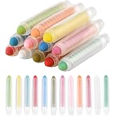 NewFamily Dustless Chalk for Kids, Colored Sidewalk Chalk With Holder,Non-Toxic Washable Toddlers Chalks Drawing Writing for Outdoor Art Play,Blackboard(12 Pcs)