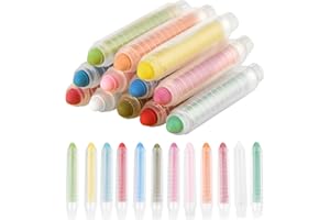 NewFamily Dustless Chalk for Kids, Colored Sidewalk Chalk With Holder,Non-Toxic Washable Toddlers Chalks Drawing Writing for Outdoor Art Play,Blackboard(12 Pcs)