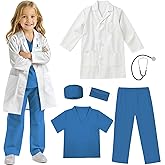 RioRand Doctor Costume for Kids With Stethoscope Lab Coat Career Day Costume Halloween Dress Up For Boys Girls 3-12