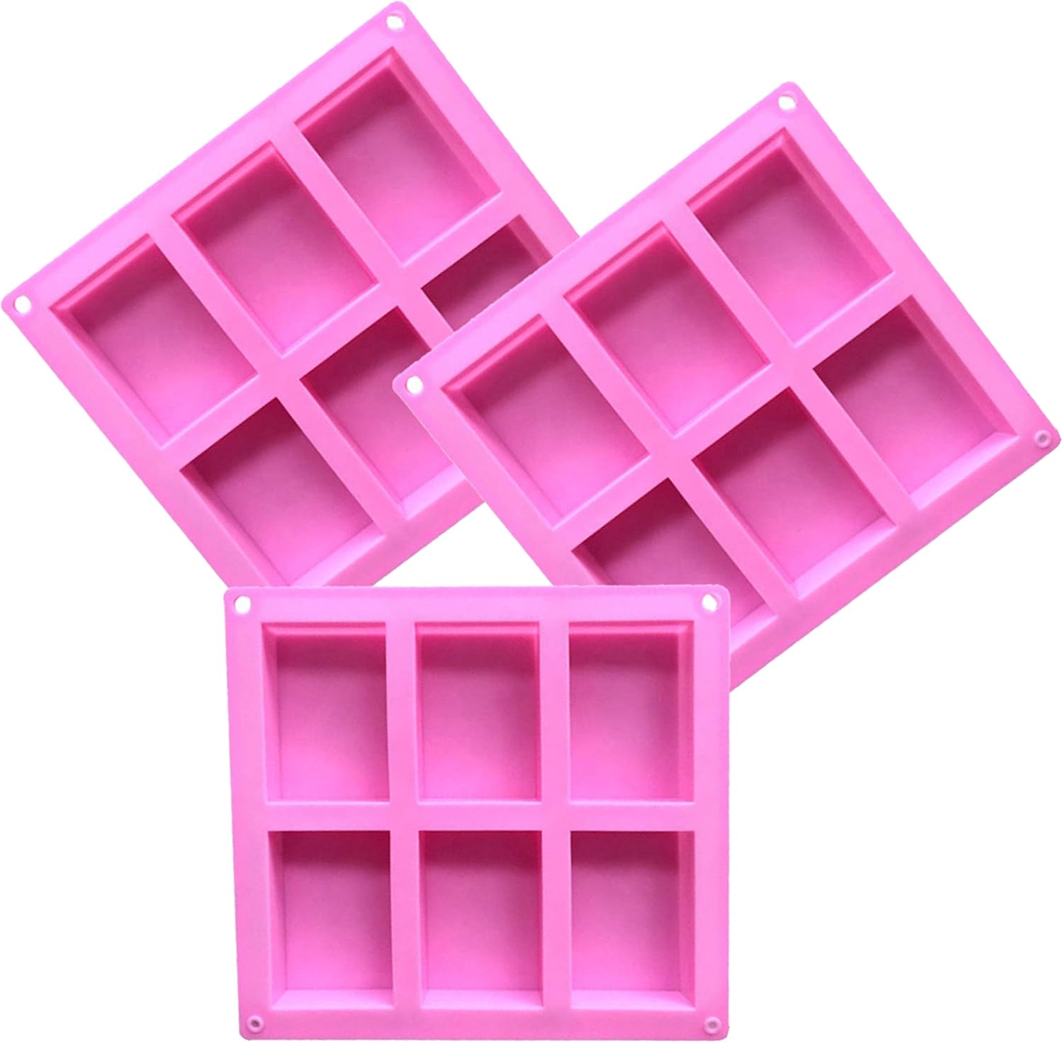 6 Bar Silicone Mold 3 Pack Soap Making Rectangle Bar