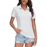 TACVASEN Women's V-Neck Polo Shirts UPF 50+ Short Sleeve Sun Protection Quick Dry Golf Polos Collared Shirt