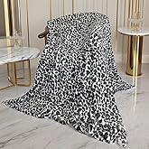 Velboa Super Soft Leopard Blanket Double Layer Bedding Thick Sofa Cover Furry Fuzzy Fax Fur Throw Blanket (Black and White,51 x 63 Inch)