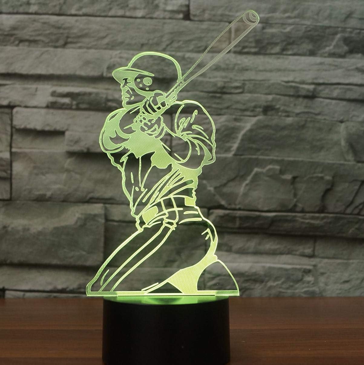 epicurism Creative Baseball Player Led 3D Lamp Colorful Visual Atmosphere Table Lamp Christmas Decorations for Children Gift