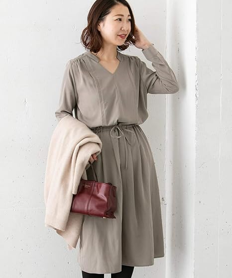 Amazon アーバンリサーチ ロッソ ワンピース ドレス スウェードサテン切替ワンピース レディース Ra96 26b001 G Beige Free ワンピース チュニック 通販