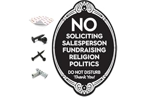 SignSeries No Soliciting Sign for House - No Knock Door Sign, 7.5" X 5" - All Mounting Hardware Included, Easy Installation on Wall, Door or Doorbell - Heavy Duty and Weather Resistant