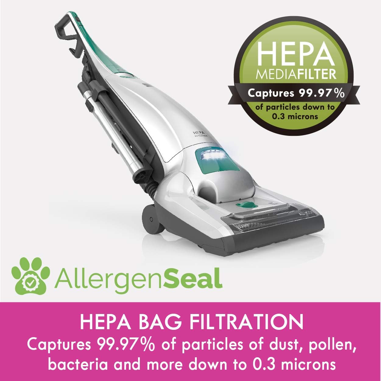 Kenmore 53294 Style O HEPA Cloth Vacuum Bags for Kenmore Upright Vacuum Cleaners 6 Pack, White -