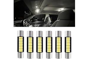 Lyxheth 6PCS 28mm 29mm 6614F Festoon LED Car Bulb, Car Vanity Light Bulbs, Extremely Bright 9-SMD 4014 Chips LED Bulb, Car Accessories Visor Light Bulb for Vanity Mirror, Dome Light (White)