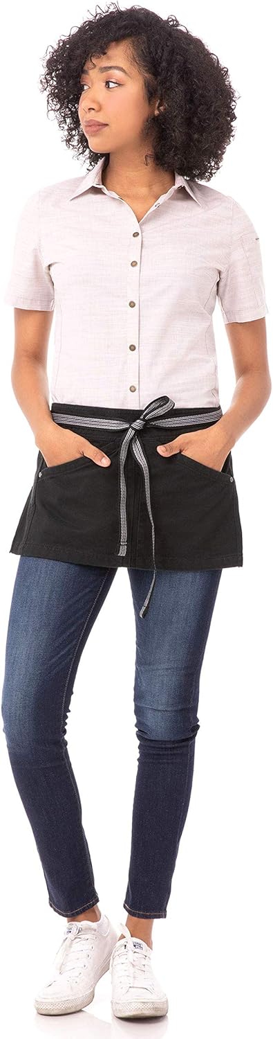 Chef Works unisex adult Berkeley Waist Work Utility Apron, Jet Black W/Black/Gray Suspenders, One Size US: Clothing