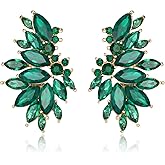 BriLove Gorgeous Sparkly Rhinestone Marquise Statement Dangle Drop Earrings for Women Bride Bridesmaid Wedding Party Prom Jewelry Accessories