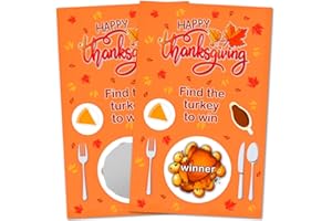 RokAPary Happy Thanksgiving Scratch Off Game, Find The Turkey Meal Easy to Play Silly Games, Fun Idea, Ice Breaker Activity. Raffle Cards, Set of 40 Cards Made in USA