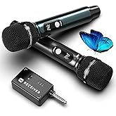 Wireless Microphones, Professional Dual Wireless Microphone with 240 ft Effective Range, 3ms Transmission Rate, Studio Grade Sound Pick Up Mic Head, Metal Body, Microphone for Singing, Speech