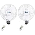 HealSmart 16 Inch Wall Mount Fan with Remote Control, 3 Oscillating Modes, 3 Speed, Timer, 2 Pack
