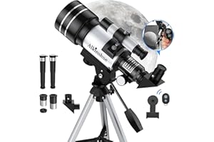 ALKINSHUE Telescope for Kids & Adults, 70mm Aperture Refractor Telescopes for Astronomy Beginners, Portable Travel Telescope with Phone Adapter & Wireless Remote, Astronomy Gifts for Kids…