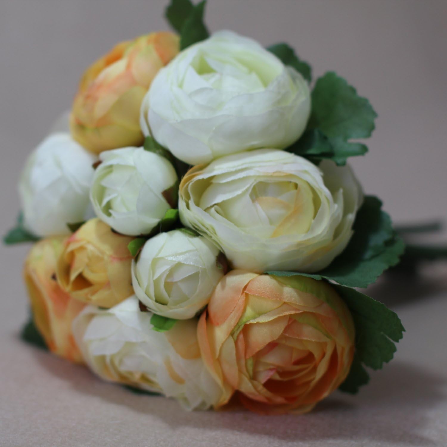 Lily Garden 10.5" Silk Camellia Bouquet with Ribbon Wedding Decor Flowers (Orange)