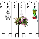 MorningRo 6 Pack Shepherd Hooks for Outdoor 32inch 1/3 Inch Thick Shepherd Metal Curled Garden Hook for Lanterns Hanging Plant Baskets Solar Lights Bird Feeders Wedding Decor, Black