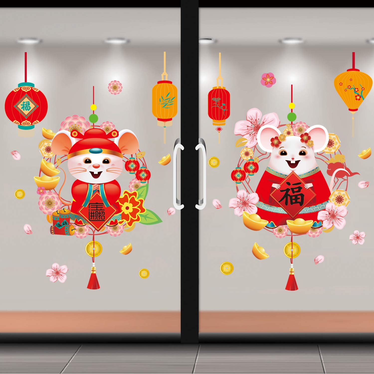 chinese new year glass sticker