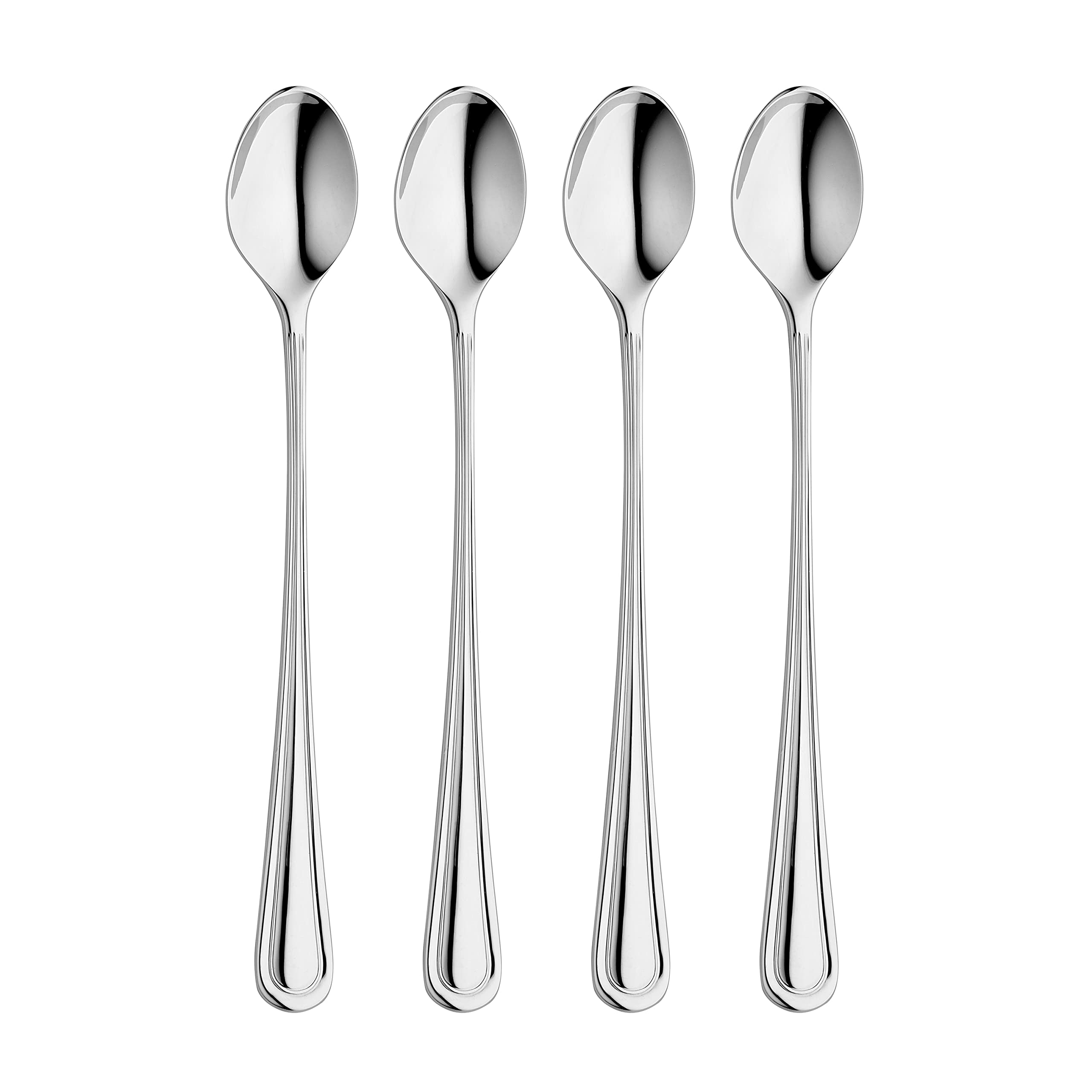 Robert Welch Aston Bright Long Handled Spoon, Set of 4. Made from Stainless Steel. Dishwasher Safe.