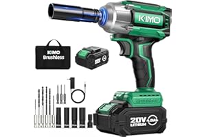 K I M O. KIMO Impact Wrench 1/2 Cordless, 3000RPM, 9-Piece Drill & Driver Set, 4 Sockets, 406ft-lbs (550N.m) Impact Drill for Car Tires, Safety Lock, 4000mAh Battery, Variable Modes Power Smart Impact Wrench