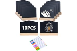 YZ&LIANGYUAN 10 Pcs Reusable Mini Chalkboard Signs with Easel Stand for Food Labels, Double-Sided Use Message Board Signs, Weddings Place Cards, Birthday Parties, Table Numbers, Plants, Special Event Decorations