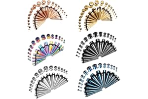 TBOSEN 14G-00G 36 pcs Ear Tapers Stretching Kit Stainless Steel Gauges Plugs Set Eyelets