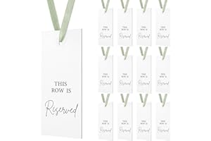 12 Pack Reserved Seating Signs for Wedding Chairs with Ribbon, Elegant Reserved Signs for Ceremony, This Row is for Church Ce