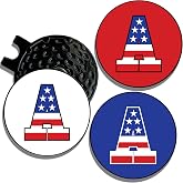 Wolf Golf Towels Golf Ball Marker Hat Clip | USA Monogram | 1 Magnetic Clip + 3 Ball Markers | Patriotic Golf Accessories for Men &amp; Women