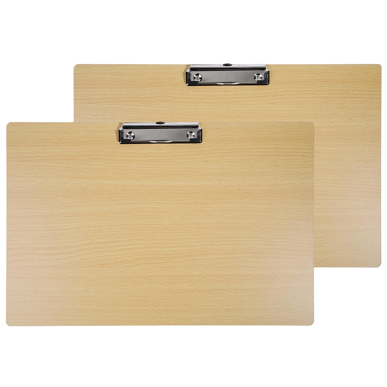 BOMKEE 2 Pack Extra Large A3 Clipboard, 11x17 inch Legal Size Wooden Landscape Clip Board Horizontal Clipboards for Artists Drawing, Sketching (Wooden, Horizontal Clipboard)