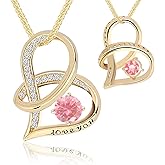 S925 Sterling Silver Infinity Heart Necklace for Women - Gold Plated Pendant with Cubic Zirconia, I Love You Jewelry Gift