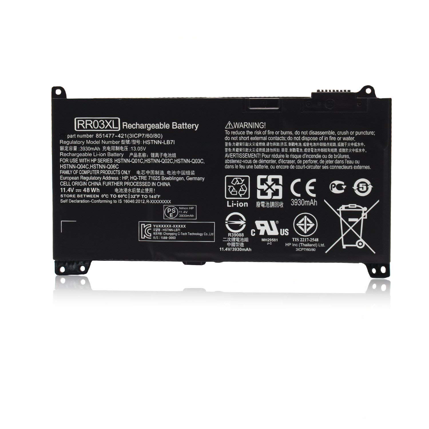 ASKC 11.4V 48Wh RR03XL Laptop Battery for HP ProBook 430 440 450 455 470 G4 mt20 Series 851477-421 851477-541 851477-831 851610-850 HSTNN-LB7I HSTNN-PB6W