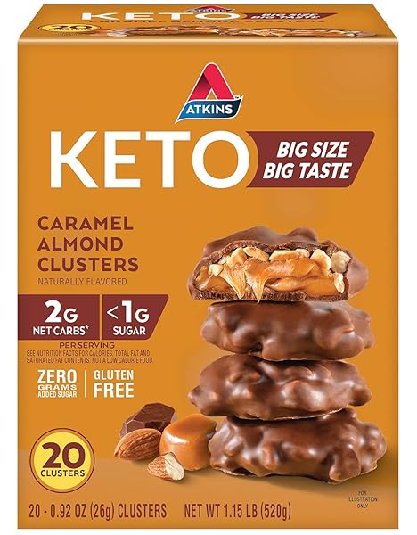 ATKINS CARAMEL ALMOND CLUSTERS, GLUTEN FREE, HIGH IN...