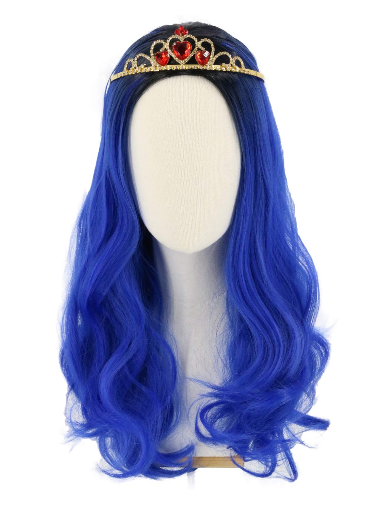 LeMarnia Girls Blue Long Wavy Curly Wig Halloween party wig(023) — image 1