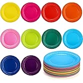 Nicunom 150 Pcs Disposable Paper Plates, 9" Paper Dessert Plate, Dinner Paper Plates, Colorful Papers Plate Bulk for Party Birthday Picnic Baby Shower DIY, 10 Colors