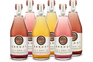 Enroot - Sparkling Cold Brew Tea - 25 Calories - 0 Added Sugar - Organic - Nootropic - Vegan & Gluten-Free - Adaptogen - Kosher - Non-GMO - Non-Alcoholic Beverage - Variety Pack - 12 oz / 6 Pack