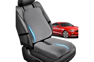 Elmara Car Seat Cushion and Back Support for Car (2-PIECE SET), Lumbar Support Pillow for Car, Seat Cushion for Car, Car Cushions for Driving, Adult Booster Seat for Car, Driver Seat Cushion (Grey)