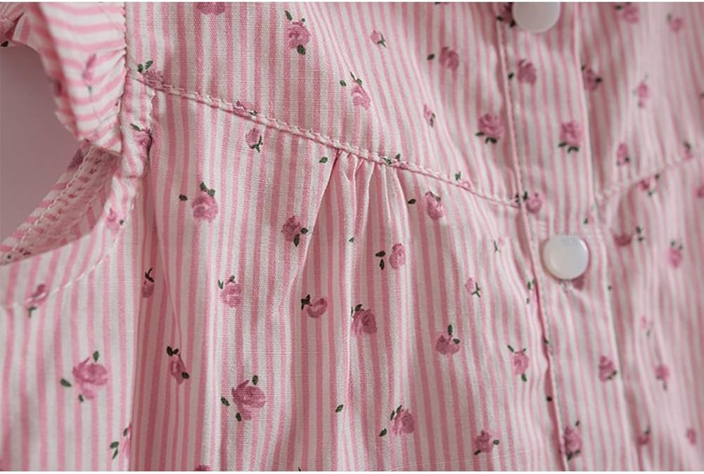 Verypoppa Kids Girls Summer Blouse Floral Print Fly Sleeve Button Up Tie Shirt Top: Clothing
